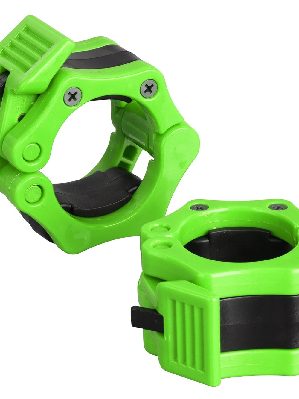 2-inch Bright Green Barbell Collar Clips - Pair